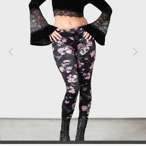 NWOT Killstar Haunted Garden Hematite Leggings, Medium - Picture 2 of 9